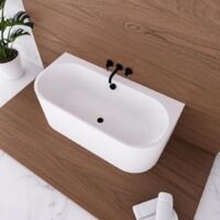 ECOLAM Vorwandbadewanne halb freistehende Badewanne 170x75 cm Vigoo Wall Siphon schwarz Click Clack I moderne Wandbadewanne Top QUALITÄT Acrylwanne Wandmontage
