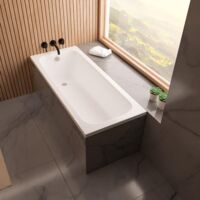 ECOLAM Badewanne Pola 180x75 cm moderne Wanne Rechteck Top QUALITÄT Acrylwanne I Ablauf Füße Silikon Design