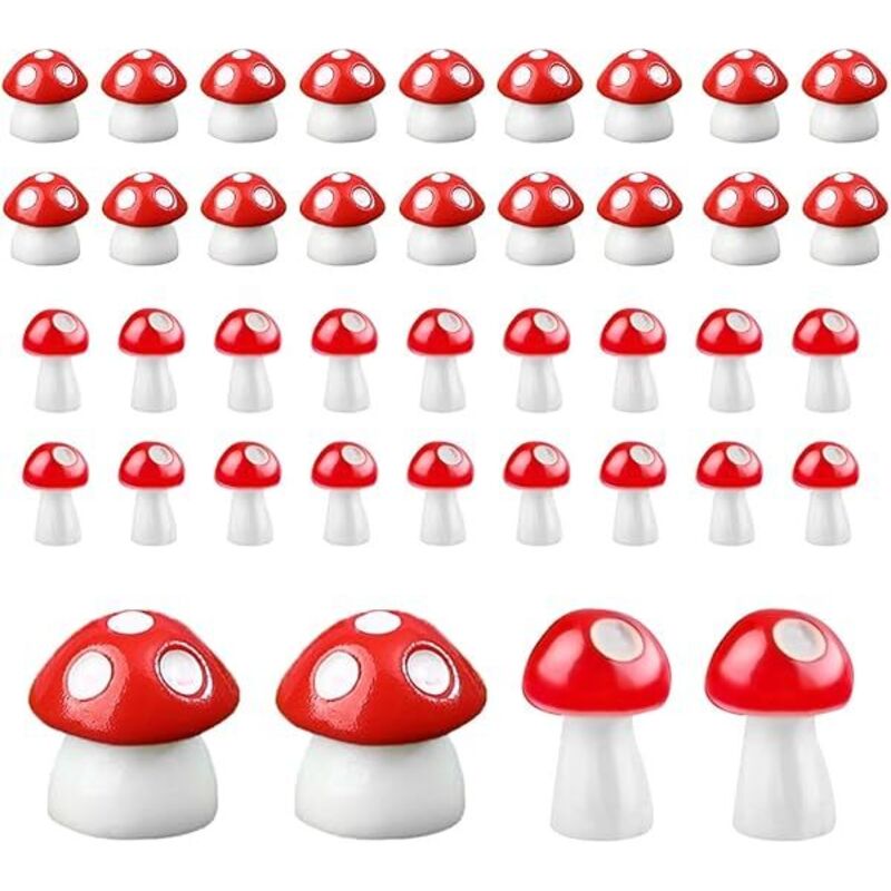 Lot de 50 mini champignons champignons de 2 cm pour décoration de jardin