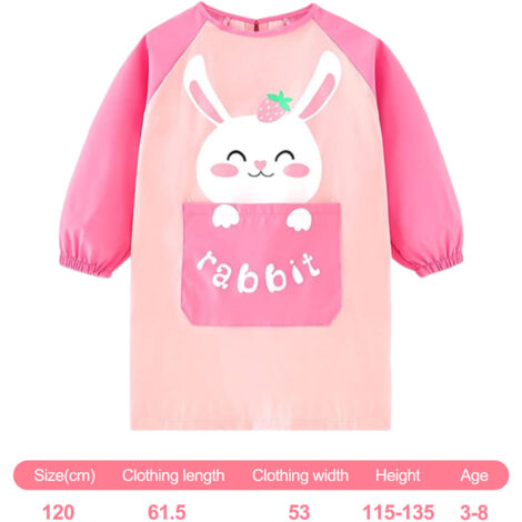 Tablier De Peinture Enfant Manches Longues Imperméable – Motif Dessin Animé Mignon, Tailles S à XL