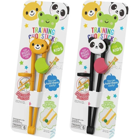 Paires baguettes apprentissage enfants réutilisables, droitier/gaucher, snacks/pinces alimentaires (1/4)