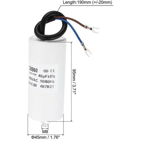 Condensateur 450v 40uf Condensateur De Démarrage 40µF 450V CBB60 - Pour Condensateur 450v 40uf Condensateur De Démarrage 40µF 450V CBB60 - Pour