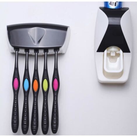 Porte-brosses à dents et distributeur de dentifrice à 2 compartiments