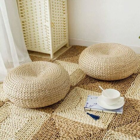 Coussin Rond Naturel Bulrush Coussin De Sol Rond En Paille Tissée Main Macabolo - Naturel, Respirant, Diamètre 45 Cm Coussin De Meditation Coussin Rond Naturel Bulrush Coussin De Sol Rond En Paille Tissée Main Macabolo - Naturel, Respirant, Diamètre 45 Cm Coussin De Meditation