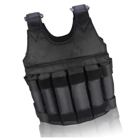 HOMCOM Gilet Lesté Réglable Veste Lestée 20 Kg Max. Poids Amovibles Entrainement Musculation Exercice Boxe Oxford Noir Rouge