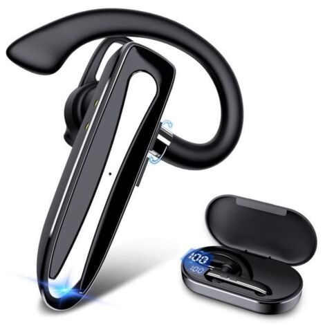 Oreillette Bluetooth Oreillette Sans Fil pour TéLéPhones Portables avec éTui de Charge Oreillette Mains Libres à une Seule Oreille (1/4)
