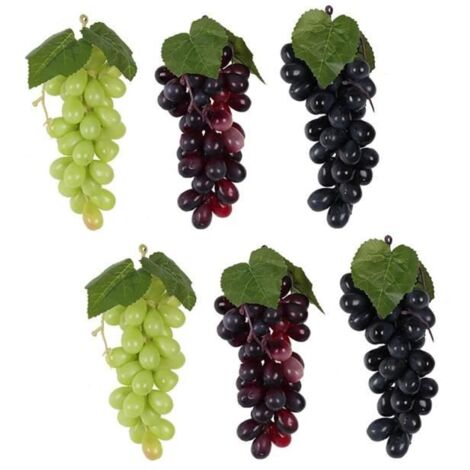 Lot de 6 grappes de raisins artificiels noirs, verts et violets pour ...