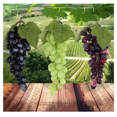 Lot de 6 grappes de raisins artificiels noirs, verts et violets pour ...