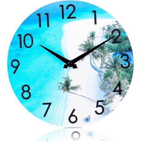 Horloge d'extérieur 12'' en acrylique étanche, horloge murale d'extérieur, thème côtier de plage, horloge de piscine extérieure