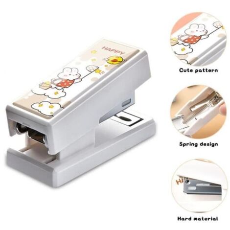 Mini agrafeuse - Bureau - Agrafeuse à Moindre Effort - Blanc - Compacte - Pratique (1/4)