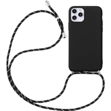 Coque - iPhone - 11 Pro Max - Silicone Souple - Anti-Rayure - Cordon Noir (1/4)