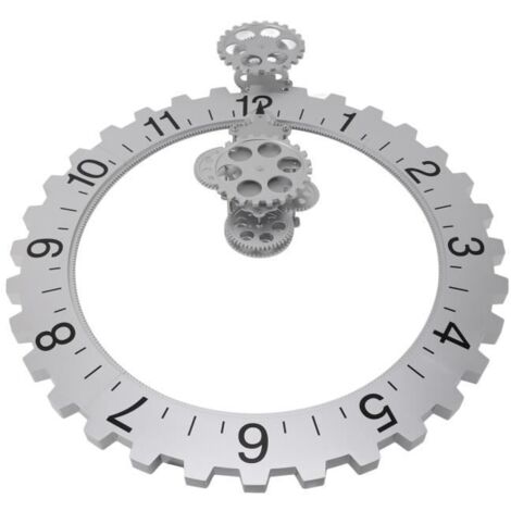 horloge murale design véritables engrenages et rouges métal et bois