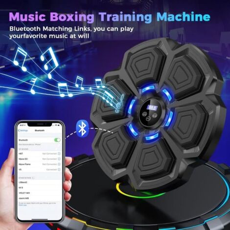 Machine De Boxe Musicale Bluetooth Enfants – LED, Gants Inclus, 3 Vitesses, Entraînement Fun & Cardio