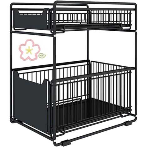 NETEL Rangement sous Évier Cuisine, Étagère à 2 Niveaux, Rangement Epices, Organisateur de Tiroir Coulissant pour Salle de Bain, Hauteur Réglable NETEL Rangement sous Évier Cuisine, Étagère à 2 Niveaux, Rangement Epices, Organisateur de Tiroir Coulissant pour Salle de Bain, Hauteur Réglable