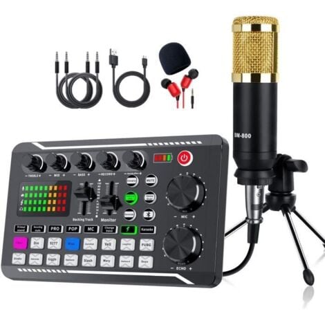 F988 Carte Son En Direct, Mixeur Audio Stéréo Bluetooth Avec