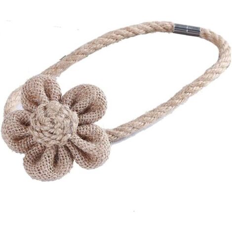 4 Attaches Magnétiques Pour Rideaux Avec Perles - Sangles Tissées 49 Cm - Aimants Puissants, Sans Perçage - Pour Salon, Chambre, Bureau - 7