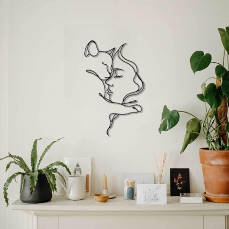 Trois Chats Noirs - Décoration Murale En Métal - Sculpture Murale Chat Noir Pour Les Amoureux Des Chats - Décoration Murale Minimaliste Pour Chambre