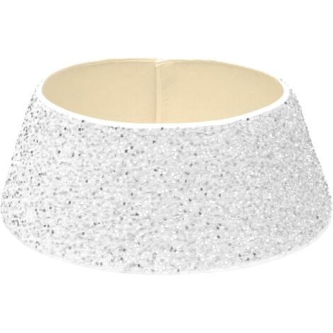 DECO EXPRESS Jupe de Sapin de Noël à Paillettes, Cache Pied de Sapin de Noel Brillant, Collerette Étincelante, Décoration Fête Festive, 68x25 cm (Blanc Paillette