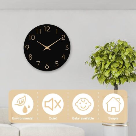 HYLANDA Horloge Murale Vintage Silencieuse 30,5 Cm – Sans Tic-Tac, Cadran Jaune Pâle, Cadre Bronze, Idéale Salon, Cuisine, Bureau