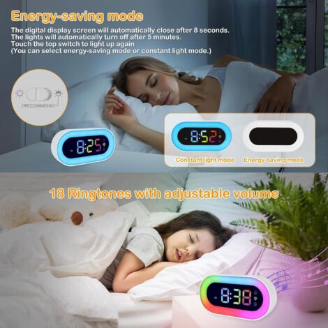 Horloge Led Multifonction Luminotec - Réveil Lumineux Avec Enceinte Bluetooth, LEDs RGB, Radio FM - Double Alarme - Blanc Réveil Bluetooth