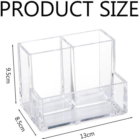Pot à Stylos Acrylique 4 Compartiments – Organisateur Bureau Transparent 22,5 X 7,6 X 9,5 Cm