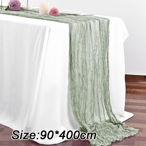 2 Pièces Chemin De Table Boho En Gaze Beige 90 X 400 Cm - Mousseline De Soie Élégante Pour Mariage & Anniversaire
