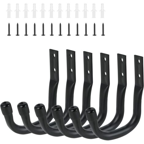 Lot De 6 Crochets Muraux Robuste 20 Kg - Support Vélo, Outils, Tuyau, Chaise - Garage, Maison, Jardin