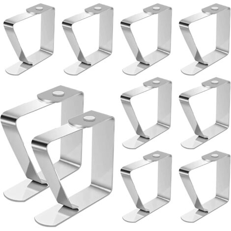 10 Pièces Pinces à Nappe, Acier Inoxydable Anti-Glissant Nappe Clips Attache Nappe de Table Exterieur pour à Tables de 1 à 3 cm d'épaisseur Manger familiale de Restaurant, Argent (1/5)