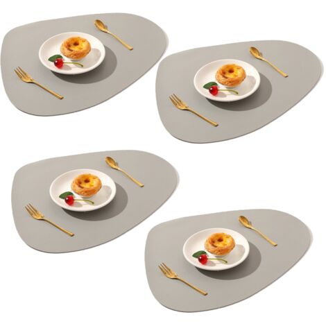 Ensemble de 4 sets de table en cuir lavables et faciles à nettoyer. Idéal pour la cuisine, la terrasse, l'intérieur et l'extérieur. (1/5)