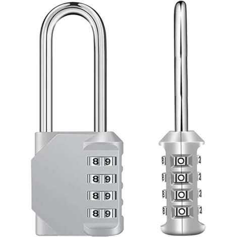 Cadenas Combinaison Extérieur Métal 4 Chiffres - Résistant Intempéries Anse Acier Trempé - Haute Sécurité