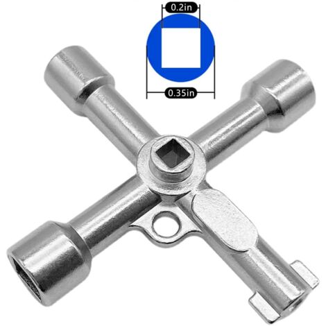 CATOR Clé Carrée 4 Voies Multifonction 6,5/7/8/9mm - Outil Indispensable Pour Robinetterie Et Urgences