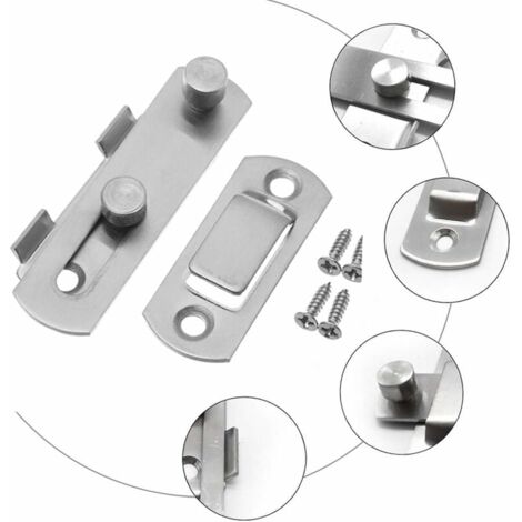 Deux, Noirs  Serrures De Porte Coulissante En Acier Inoxydable Loquets De Porte Battante Avec Vis Pour Portes Fenetres Armoires Et Jardins 93558208