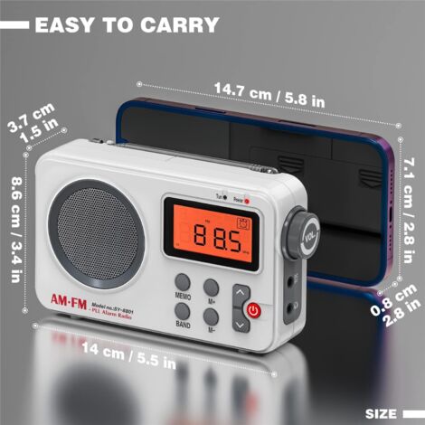 Mini Radio FM/AM Portable Avec Piles AA - Idéale Randonnée, Jogging Et Urgence