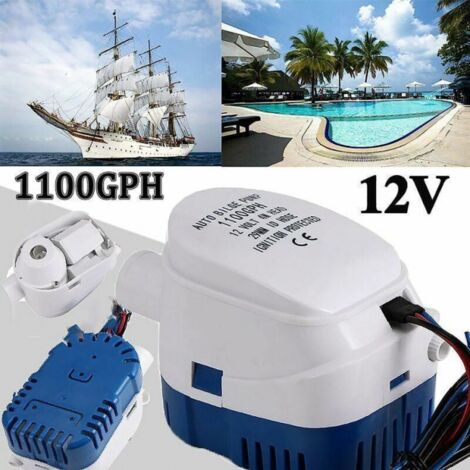 Pompe De Cale Automatique 12V 1100 GPH - GOMETY Pompe à Eau Submersible Pour Bateau, Bassin, Piscine Avec Mode Auto/Manuel