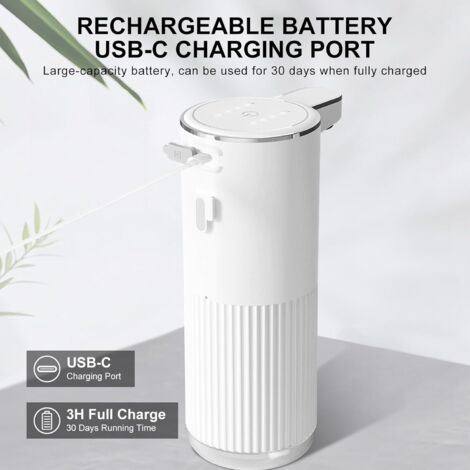 Distributeur Savon Automatique 360 Ml TEBOKHAD - Capteur Infrarouge, 4 Niveaux Mousse, USB-C, IPX5 - Mural Ou Pose Libre