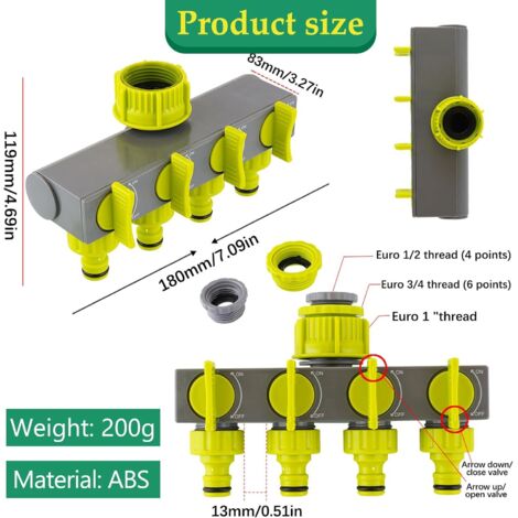 Séparateur De Tuyau D'Arrosage À 2 Voies,Adaptateur En Y Pour Tuyau D'Arrosage Avec Interrupteur