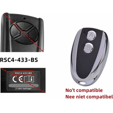 Télécommande Compatible Hörmann Ecostar RSE 2 - 433.92MHz, 2 Boutons, Piles Incluses