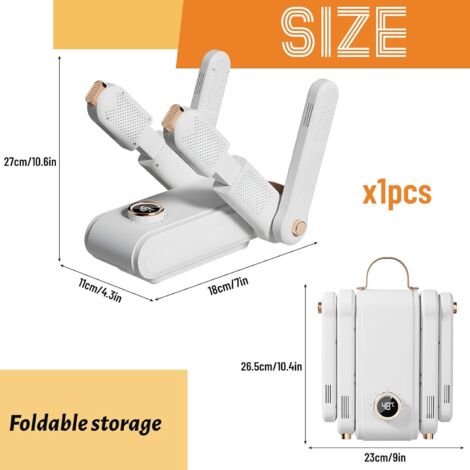 Sèche-Chaussures Électrique KQWVZ – Minuterie 3 Modes (4/8/12h), Chauffage 50-60°C, Antibactérien, Rétractable, Pour Ski, Foot, Bottes