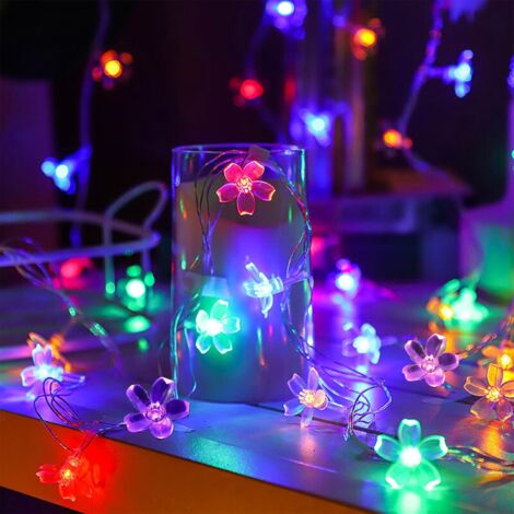 Guirlande lumineuse LED en forme de fleur de cerisier rose de 1,8 m, alimentée par USB, 8 modes d'éclairage, décoration intérieure (lumière chaude) | Leroy Merlin