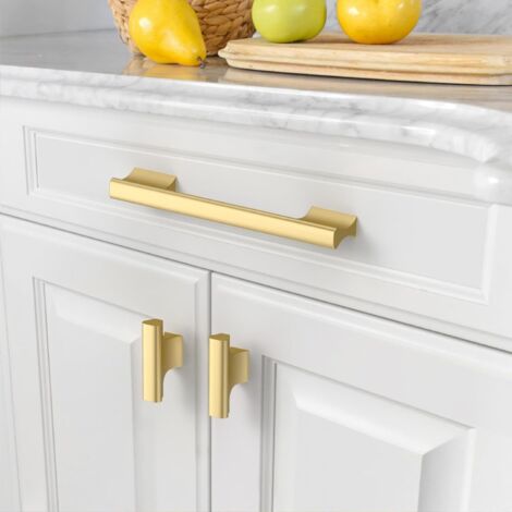 6pcs Poignées De Meuble Dorées Poignée Dorée - Poignée De Porte De Cuisine Poignee Tiroir Laiton Poignees Dorees Meuble Entraxe 128mm 99066538