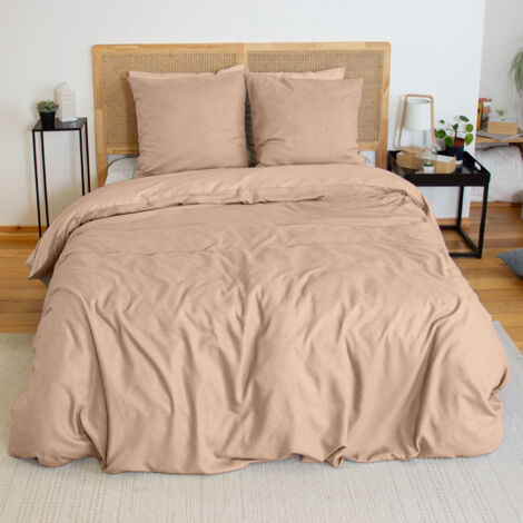 Parure de lit 100% coton – Housse de couette 220x240 cm – 2 taies d'oreiller 63x63 cm – Flanelle douce et microfibre