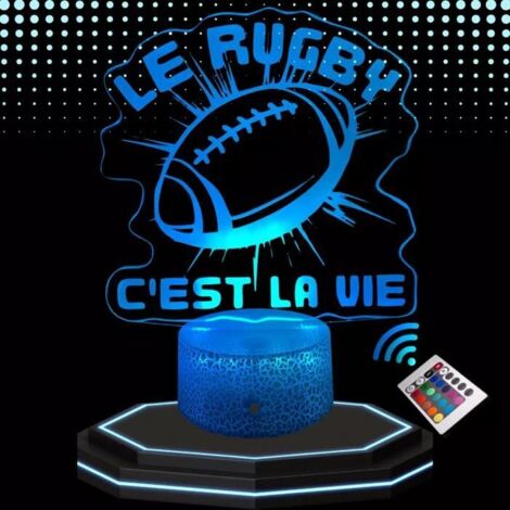 Lampe de Chevet 3D LED - Rugby - Multicolore - Tactile - Télécommande - Décorative (1/5)