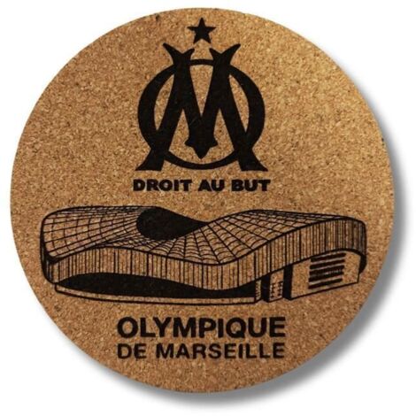 Lot de 10 Dessous de Verres - Olympique de Marseille - Liège Naturel - 9 cm - Écologique (1/5)
