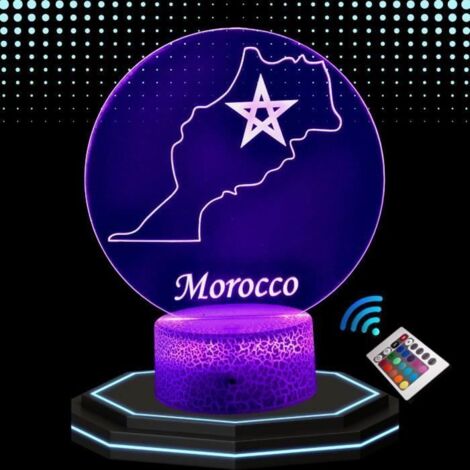 Lampe de Chevet 3D - Veilleuse LED - Multicolore - Tactile - Télécommande incluse (1/4)