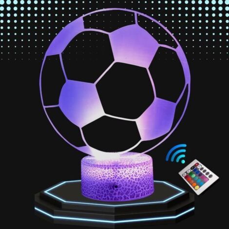 Lampe de Chevet 3D LED Ballon Football - Personnalisable - 16 couleurs - Télécommande incluse (1/4)