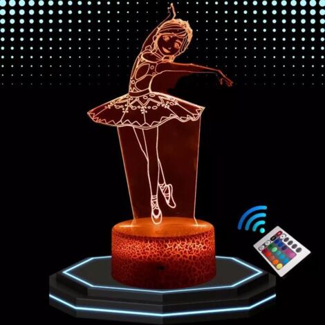 Lampe de Chevet 3D LED - Danseuse - Multicolore - Télécommande - Idée Cadeau Enfant - Intérieur (1/5)