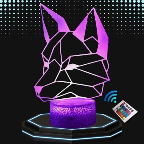 Lampe de chevet LED - Renard - Hologramme - 3D - Multicolore - Tactile (1/4)