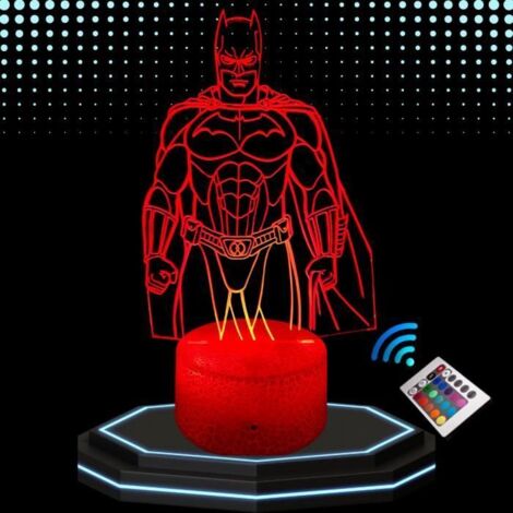 Lampe de chevet 3D LED Batman, Veilleuse changement de Couleurs, Lampe tactile, Idée Cadeau Noël Anniversaire (1/4)