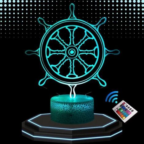 Lampe de Chevet 3D LED - Décoration Thème Mer - Changement de Couleurs - Télécommande Incluse - Idée Cadeau (1/5)