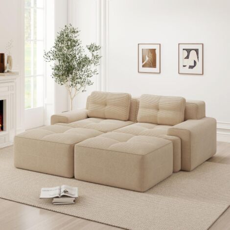 Canapé modulaire sans accoudoirs, moderne, assise profonde, velours côtelé, confortable, canapé-lit (1/5)